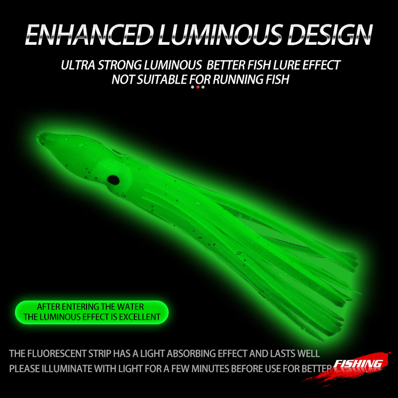 Soft Plastic Trolling Fishing Using Octopus Skirts and Luminous Squids Skirt Fishing Lure Squid Lure – Octopus Skirt – view 4