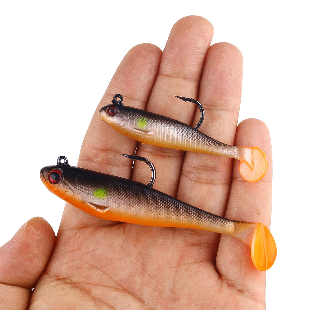 Artificial Soft Bait With Jig Head 6g 12g Jigging Soft Lure Rubber Pesca Fishing Bass Lures Swim Bait With T Tail – Worms & Grubs – view 3