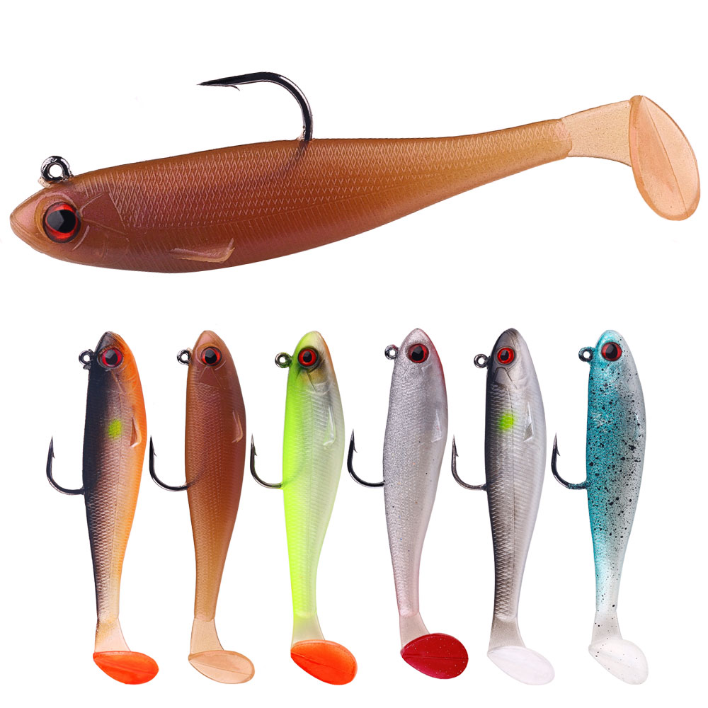 Artificial Soft Bait With Jig Head 6g 12g Jigging Soft Lure Rubber Pesca Fishing Bass Lures Swim Bait With T Tail – Worms & Grubs – view 2
