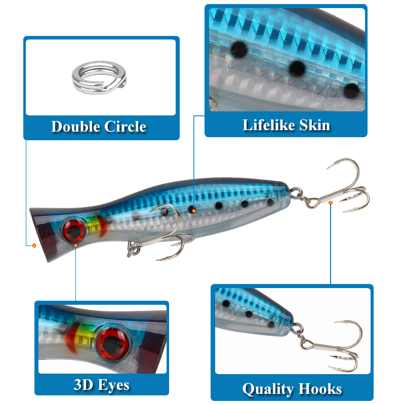 Large Popper Lure 12.5cm/40g TOP WATER Hard Baits Artificial Bait Fishing Lure for Bass – Popper – view 3
