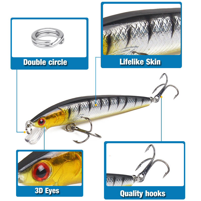 10cm/9g Hard Fishing Lure Baits Floating Minnow Artificial Bait Ocean Boat Fishing Lure for Bass Fishing – Minnow – view 5
