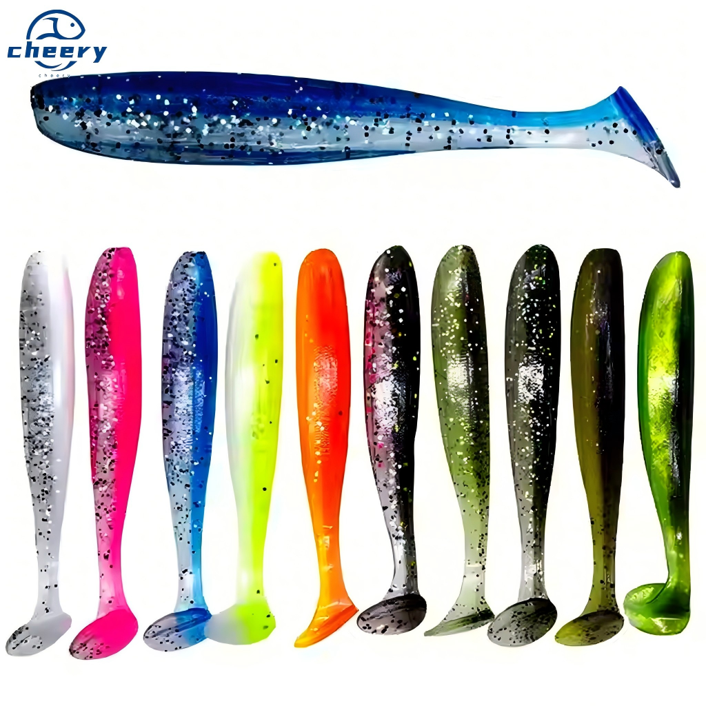 CHEERY T-tail Floating Waterway Soft Plastic Lures Wooden Fish Freshwater Fish Type Soft BAITS Sea Bass Lure Fishing Bait – Worms & Grubs – view 1