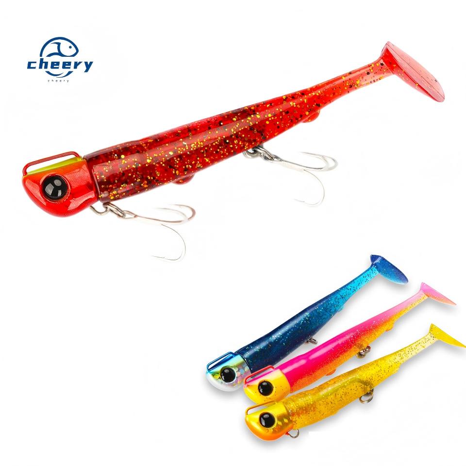 CHEERY T Tail Jig Head Soft Fishing Lure 110mm 35g Long Casting Saltwater Artificial Bait Seabass Sinking Jigging Set – Worms & Grubs – view 1