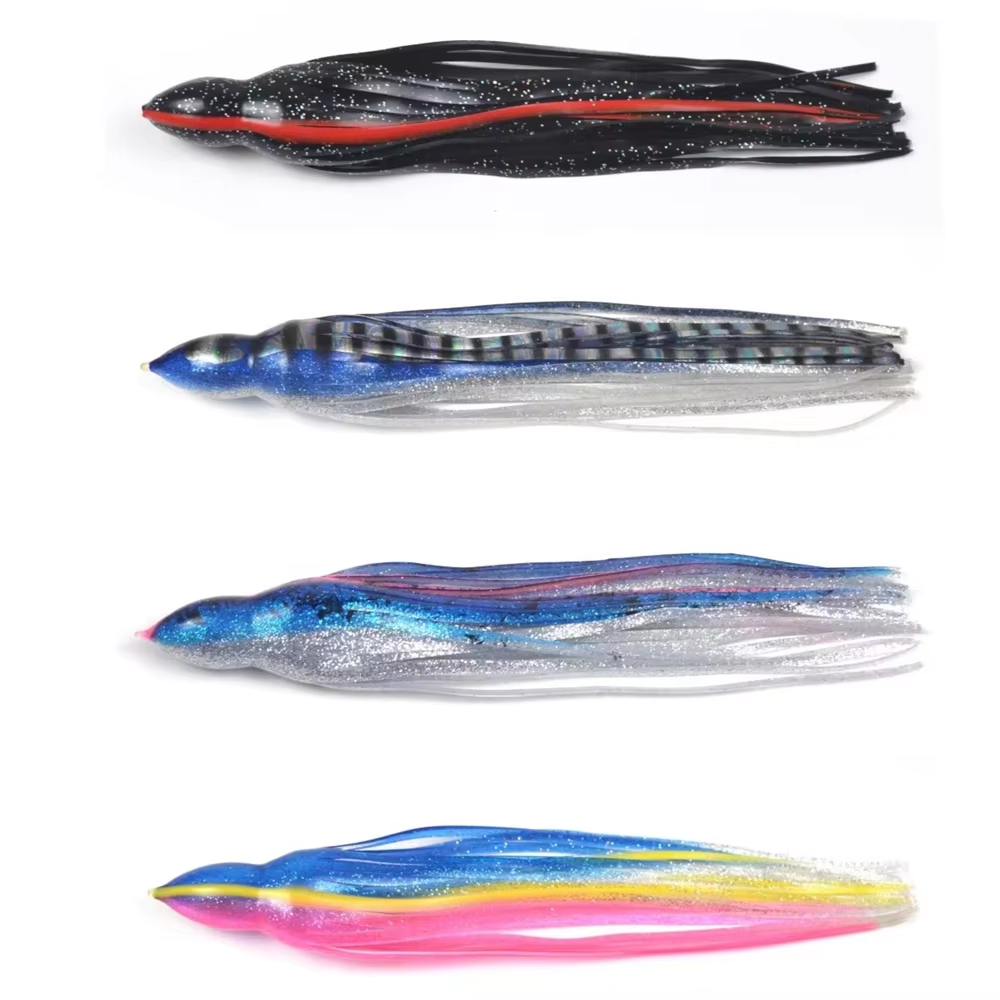 CHEERY Octopus 2-16 Inch Hollow Squid Skirt Bellow Squid Trolling Lure PVC Luminous Skirt Fishing Lure – Octopus Skirt – view 4