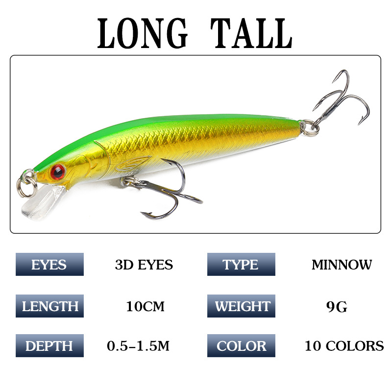10cm/9g ABS Ringing Bead Hard Bait Lure Plastic Minnow Bait for Tuna Salmon Catfish-Freshwater & Saltwater Use Lake Fishing – Minnow – view 4