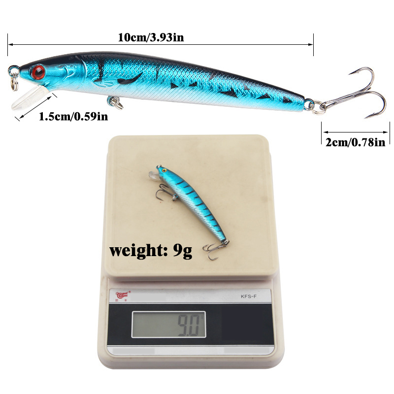 10cm/9g ABS Ringing Bead Hard Bait Lure Plastic Minnow Bait for Tuna Salmon Catfish-Freshwater & Saltwater Use Lake Fishing – Minnow – view 3