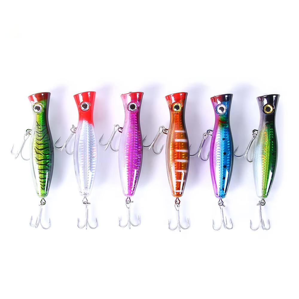 CHEERY Topwater Floating Popper Hard Fishing Lure Laser Finish Treble Hooks Saltwater Freshwater Bass Fishing Bait – Popper – view 5