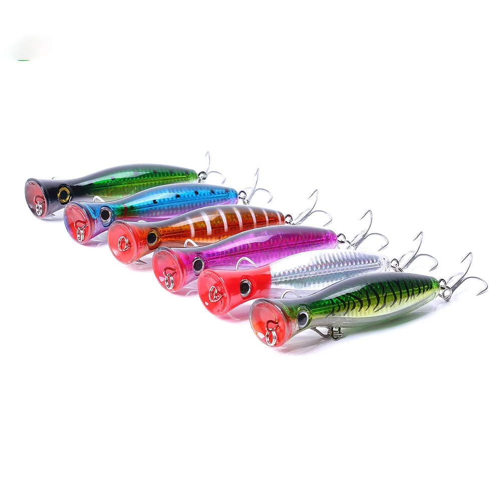 CHEERY Topwater Floating Popper Hard Fishing Lure Laser Finish Treble Hooks Saltwater Freshwater Bass Fishing Bait – Popper – view 2