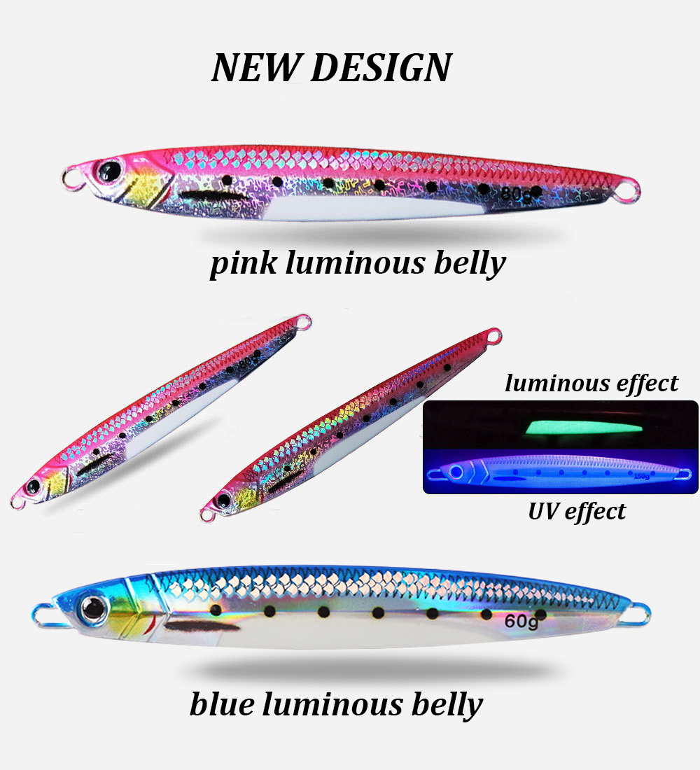 3D UV Printed Luminous 40g/60g/80g/100g Simulate Fish Metal Jig Lure Artificial Bait Slow Fall Pitch Jigging Fishing Jig Lure – Metal Jig – view 3