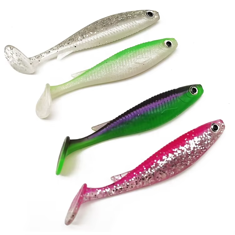 Cheery 6-12cm Double Color Soft Plastic Rubber T-tail Swim Bait PVC Pesca Fishing Lures OEM Fishing Tackle Wholesales – Worms & Grubs – view 4