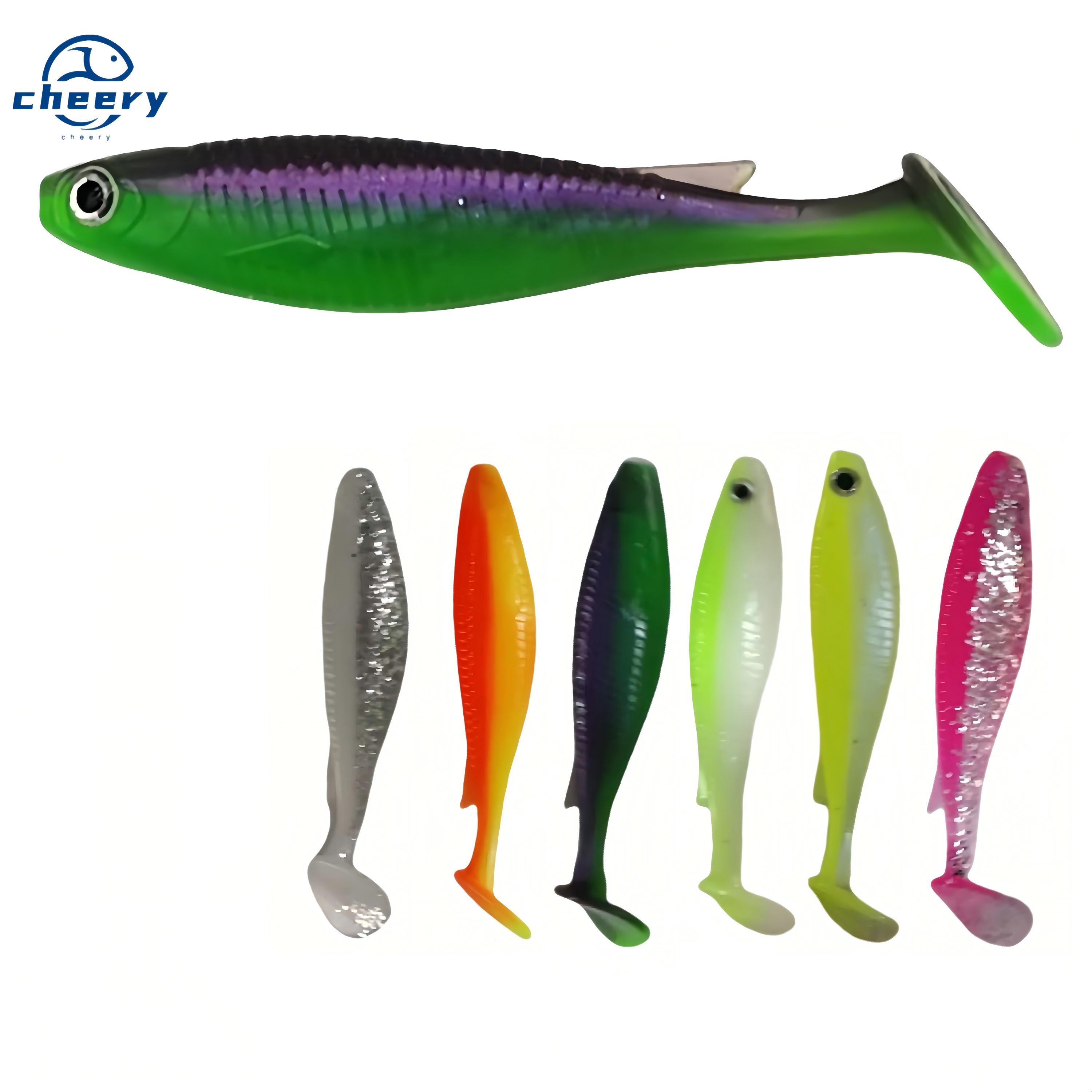 Cheery 6-12cm Double Color Soft Plastic Rubber T-tail Swim Bait PVC Pesca Fishing Lures OEM Fishing Tackle Wholesales – Worms & Grubs – view 1