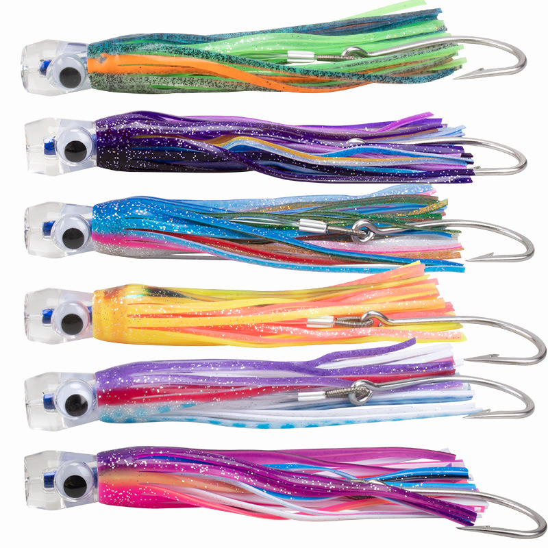 10.5 Inches 170g High Quality Tuna Resin Head Wahoo Fishing Trolling Lure Marlin Lure for Ocean Sea Boat Fishing – Octopus Skirt – view 1