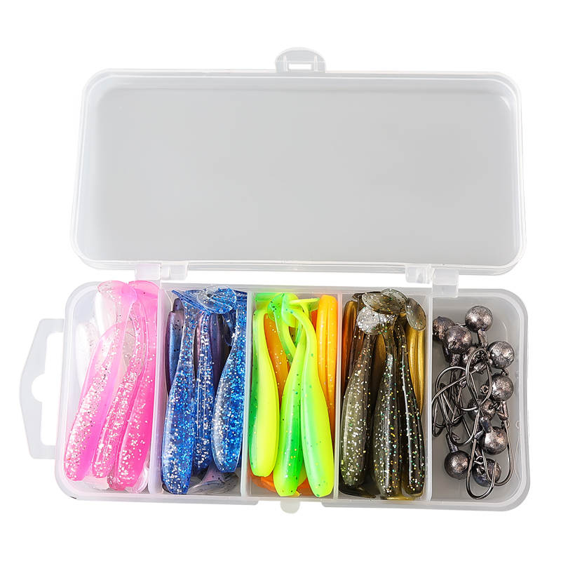 25pcs 50pcs 100pcs 6cm 7cm 9.5cm Soft Fishing Lure Set Lead Head Hook Set 10 Colors T Tail Bionic Artificial Soft Baits – Worms & Grubs – view 5