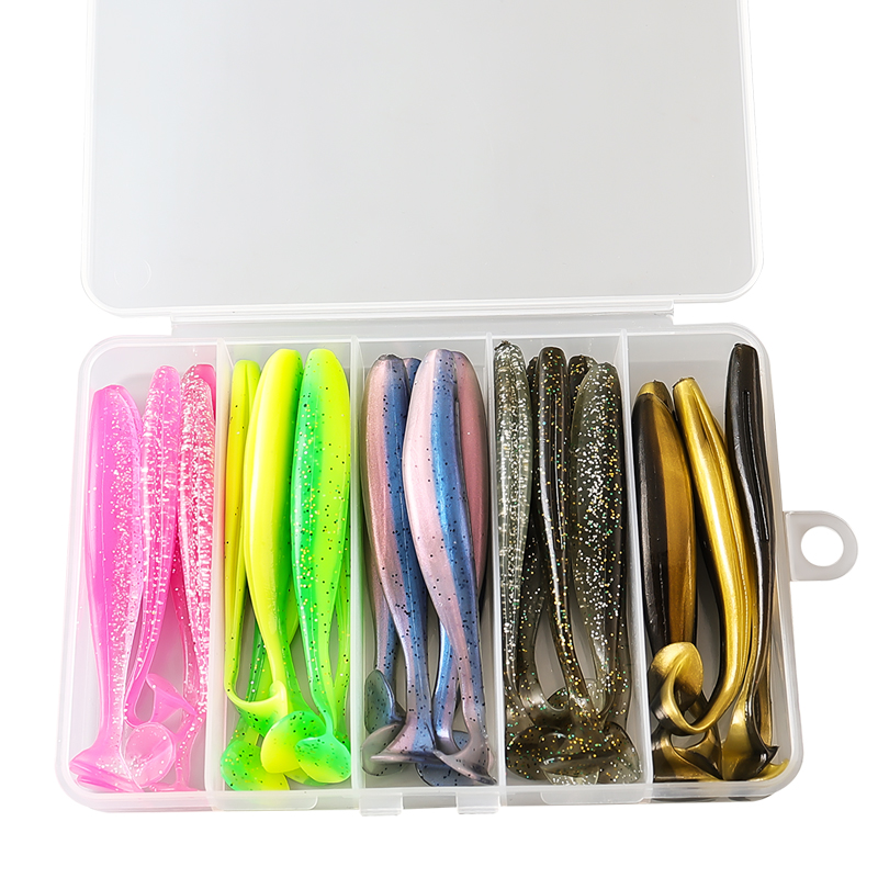 25pcs 50pcs 100pcs 6cm 7cm 9.5cm Soft Fishing Lure Set Lead Head Hook Set 10 Colors T Tail Bionic Artificial Soft Baits – Worms & Grubs – view 4