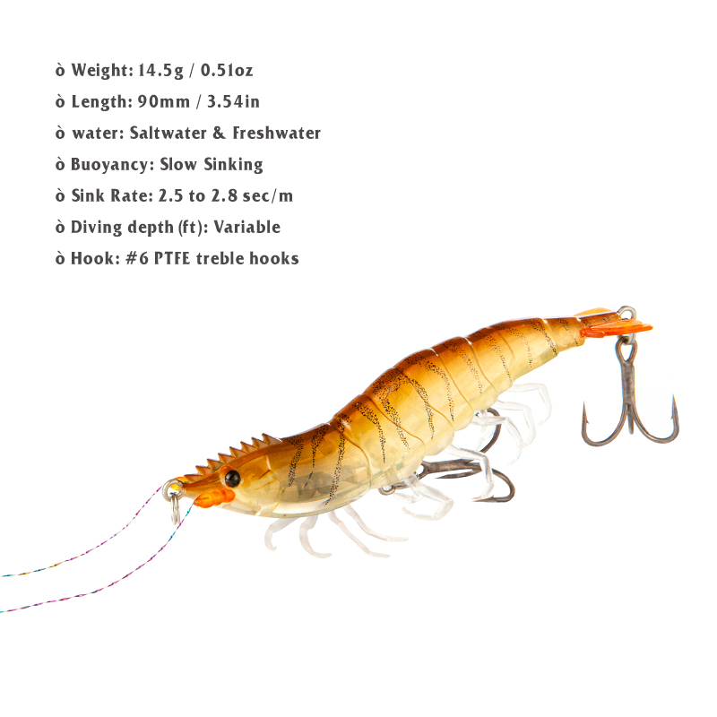CHEERY Wholesale 14.5g 9cm Slow Sinking Saltwater Luminous Artificial Fishing Lures Artificial Shrimp, Plastic Hardbody Lure – Soft Lure – view 3