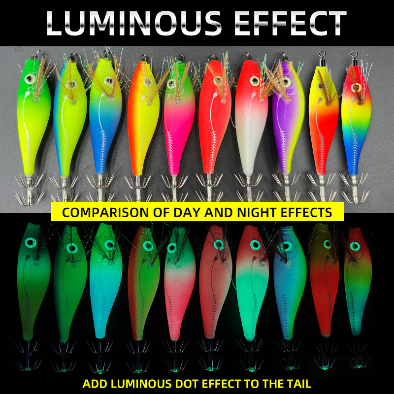 Luminous Squid Jig Lure Sea Fishing Wood Shrimp Lure Saltwater Cuttlefish Squid Jig Hook Bait – Wood Shrimp – view 3