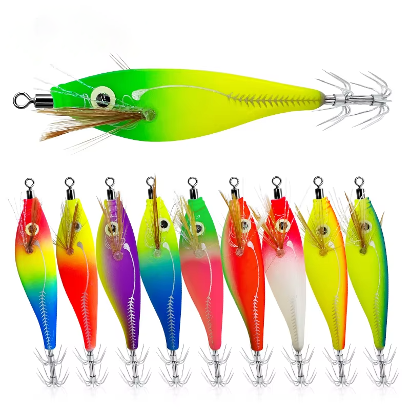 Luminous Squid Jig Lure Sea Fishing Wood Shrimp Lure Saltwater Cuttlefish Squid Jig Hook Bait – Wood Shrimp – view 1
