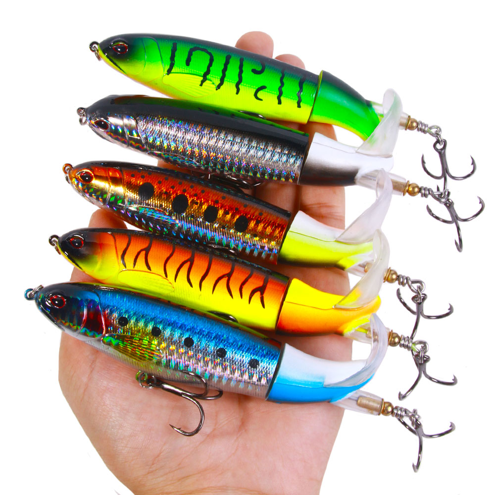 CHEERY 14cm 37g Wobblers Top Water Popper Fishing Lure Hard Bait Rotating Soft Tail Fishing Tackle Whopper Plopper – Pencil – view 3