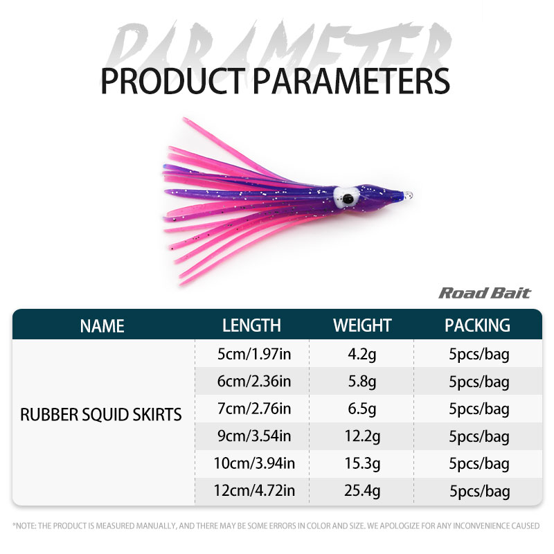 CHEERY 5-30cm Rubber Squid Skirts Octopus Soft Fishing Lures Tuna Sailfish Baits Mix Colors – Octopus Skirt – view 5