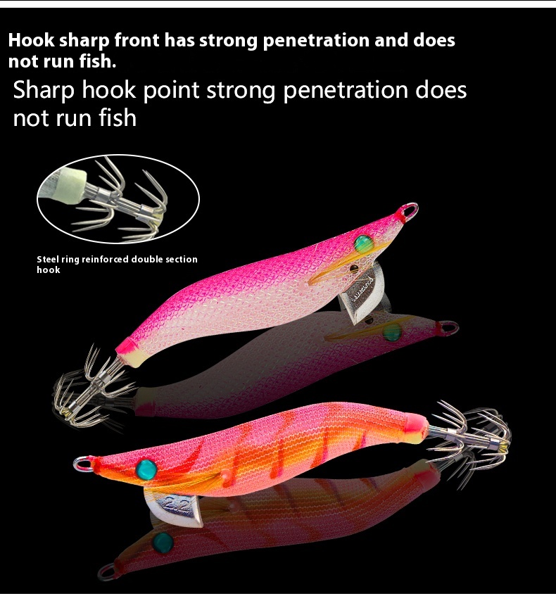 Japanese Luminous Metal Squid Jig Artificial Hard Bait Shrimp Lure for Saltwater Fish for Ocean Boat – Wood Shrimp – view 2