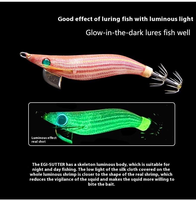 Japanese Luminous Metal Squid Jig Artificial Hard Bait Shrimp Lure for Saltwater Fish for Ocean Boat – Wood Shrimp – view 3