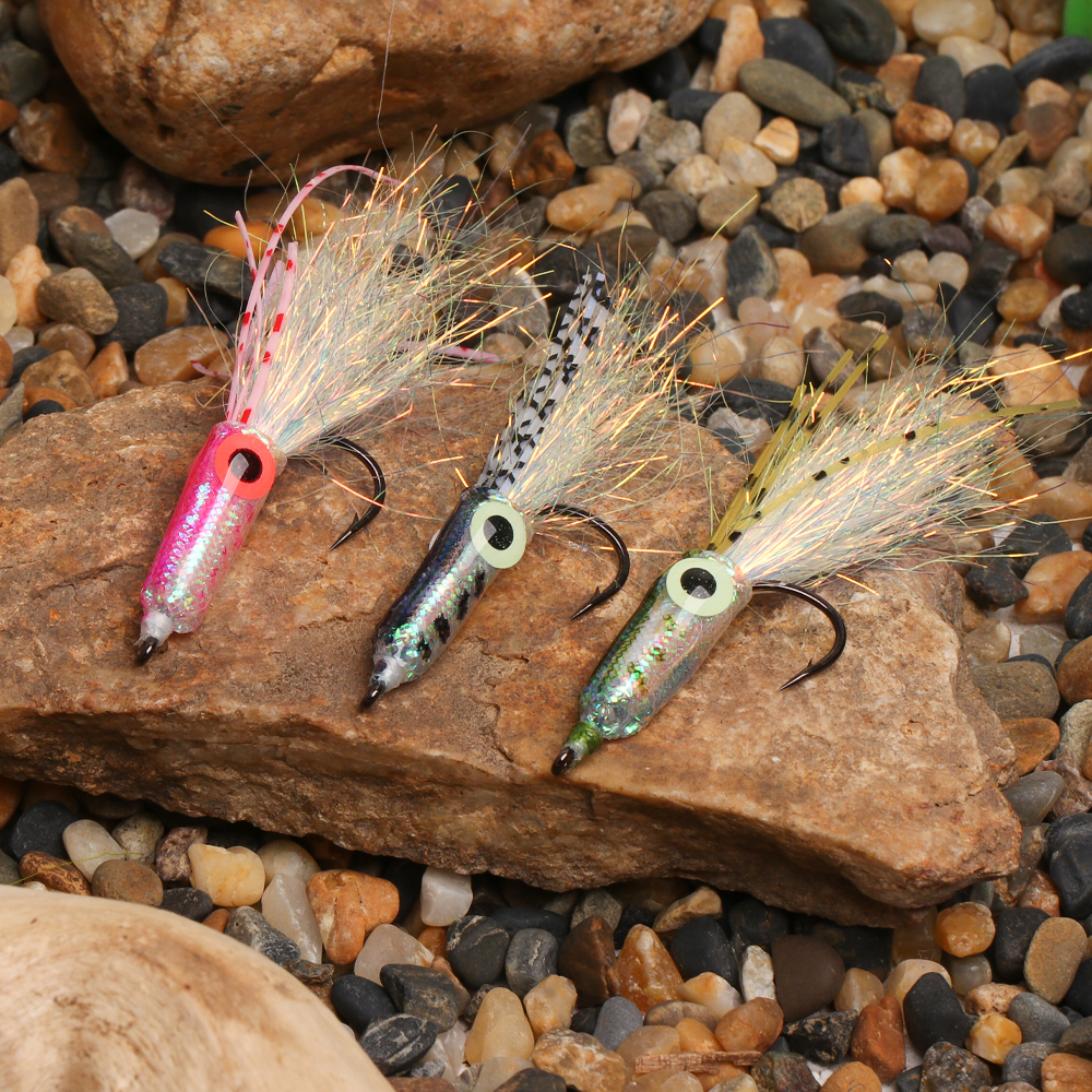 3D Luminous Eyes Small Squid Fly Artificial Rubber Legs Flash Tinsel Streamer Flies Trout Bass Saltwater Fishing Lures Baits – Octopus Skirt – view 5