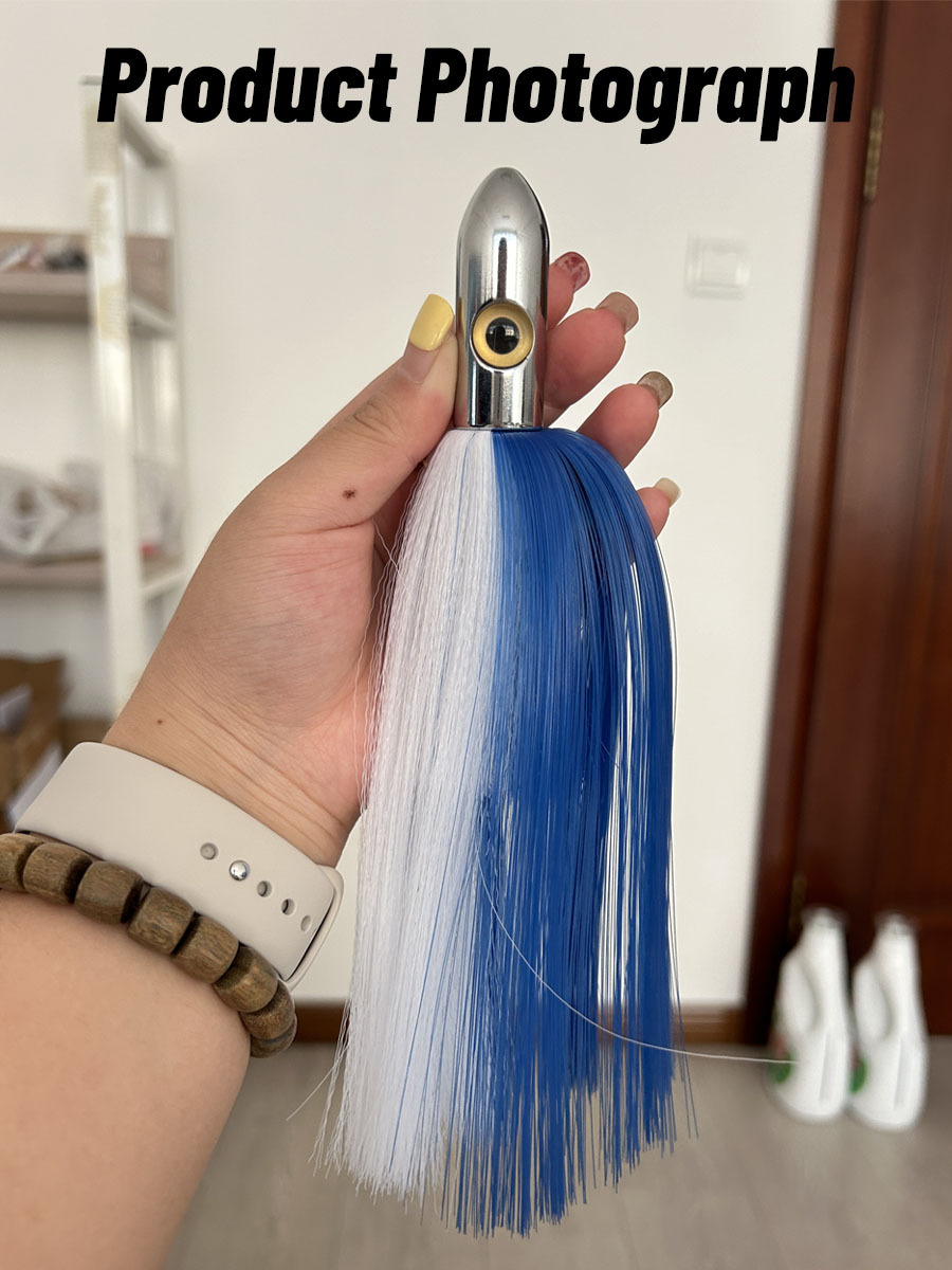 9 Inches Copper Head Trolling Lures for Big Game Mahi Dolphin Durado Wahoo Tuna Nylon Hair for Marlin NYlon Metal – Octopus Skirt – view 1