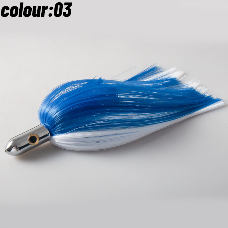 9 Inches Copper Head Trolling Lures for Big Game Mahi Dolphin Durado Wahoo Tuna Nylon Hair for Marlin NYlon Metal – Octopus Skirt – view 2