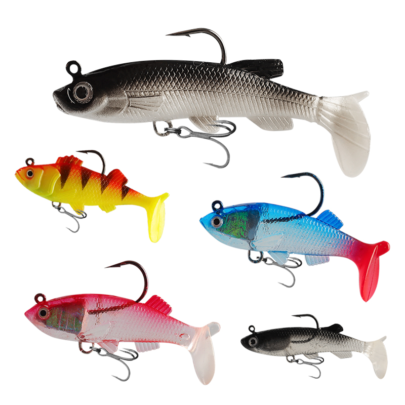 CHEERY 6pcs 8pcs 9pcs 11pcs 13pcs Swimbait Bionic Rubber Shad Fish Soft Bait With Lead Head Hooks Jig Wobblers Fishing Lure Set – Worms & Grubs – view 5
