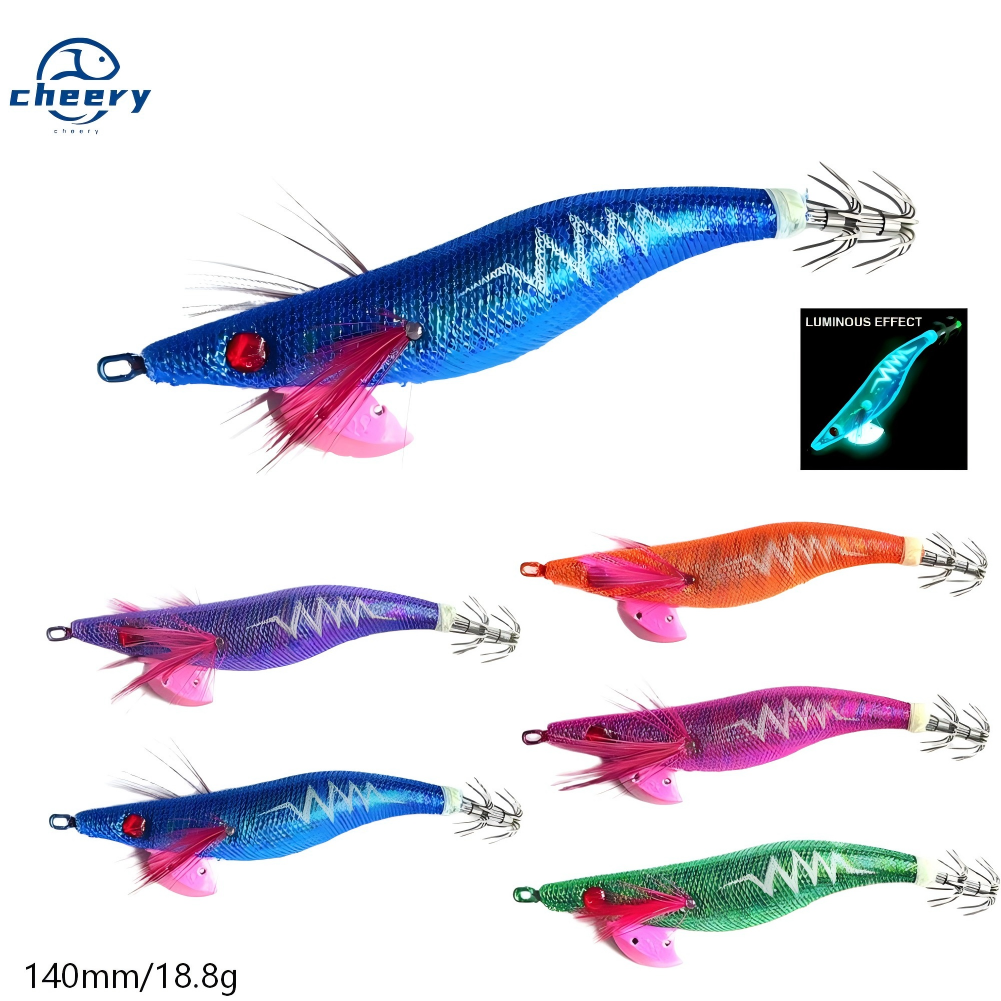 High Quality 3.5# Luminous Squid Jig Lure Wooden Shrimp Artificial Bait Jigging Lure – Wood Shrimp – view 1