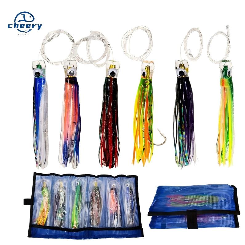 CHEERY 6.5Inch 43g Boat Big Game Tuna Marlin Fishing Bait Resin Octopus Squid Skirt Bionic Trolling Lure for Wahoo Saltwater – Octopus Skirt – view 1