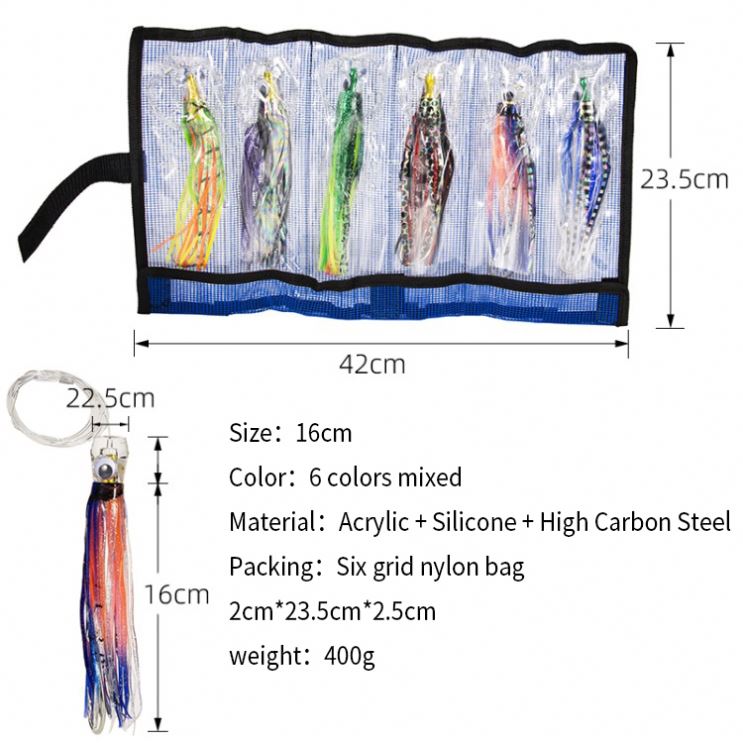 CHEERY 6.5Inch 43g Boat Big Game Tuna Marlin Fishing Bait Resin Octopus Squid Skirt Bionic Trolling Lure for Wahoo Saltwater – Octopus Skirt – view 2