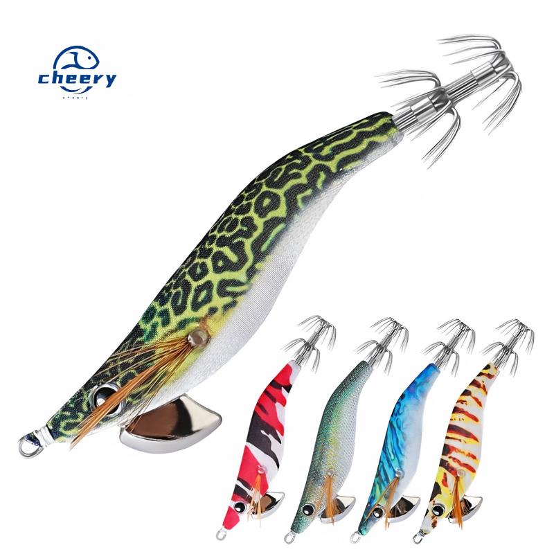 CHEERY Palmer 9cm 7g Luminous Squid Jig Lures Wood Shrimp Squid Fishing Lure Saltwater Fishing Bait Glow Squid Jig – Wood Shrimp – view 1