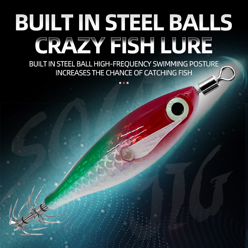 Glow Squid Jig Hook Saltwater Fishing Bait Artificial Egg Wood Shrimp Lures Sea Fishing Octopus Cuttlefish Squid Lure – Wood Shrimp – view 2