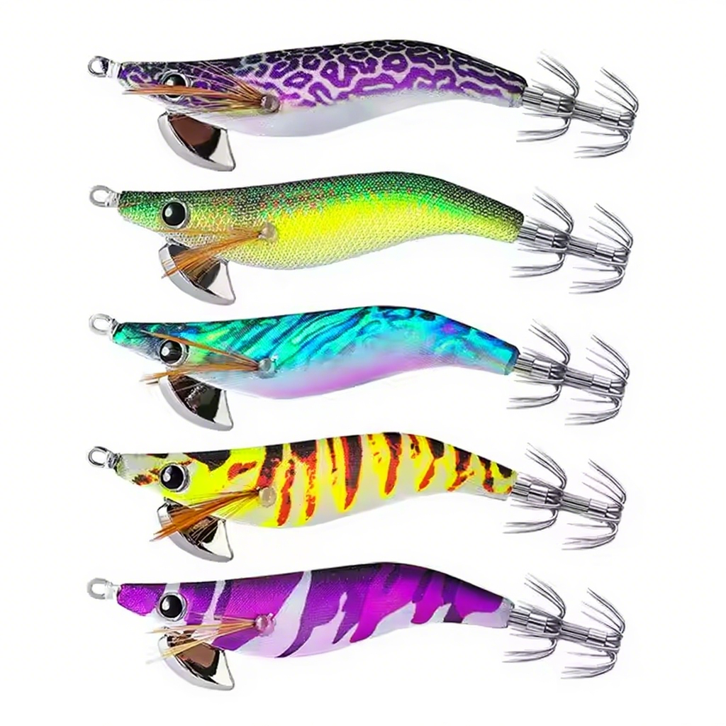 CHEERY Squid Jig 2.5# 75mm 12g Luminous Led Fishing Octopus Sauid Shrimp Jig Lure Octopus Squid Jig Hook – Wood Shrimp – view 2