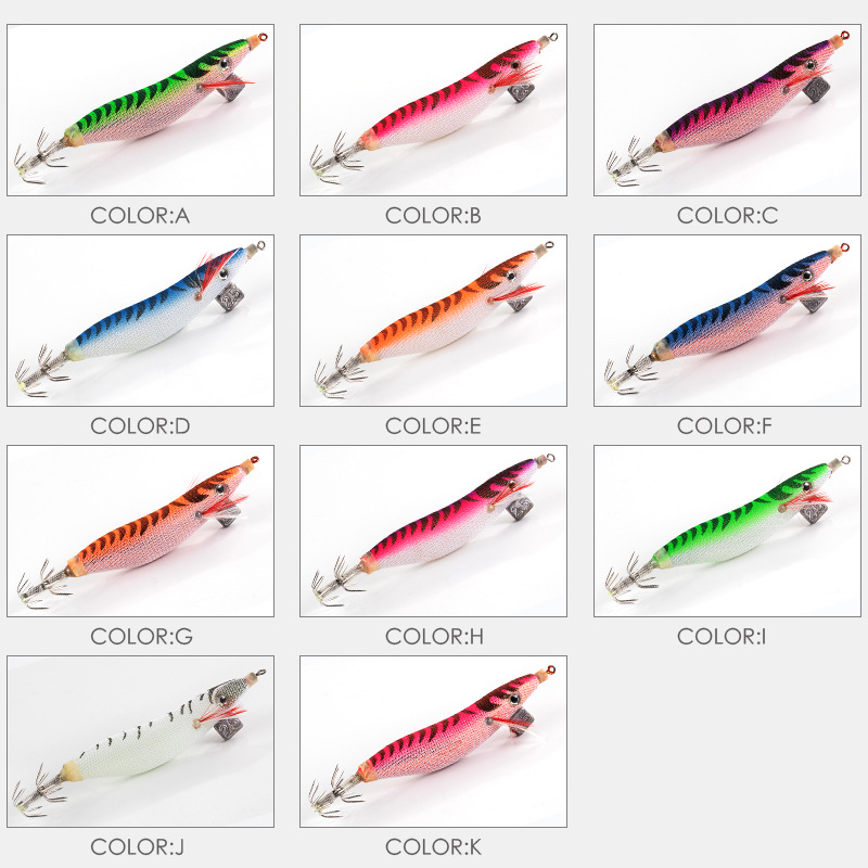 CHEERY Squid Jig 2.5# 75mm 12g Luminous Led Fishing Octopus Sauid Shrimp Jig Lure Octopus Squid Jig Hook – Wood Shrimp – view 3