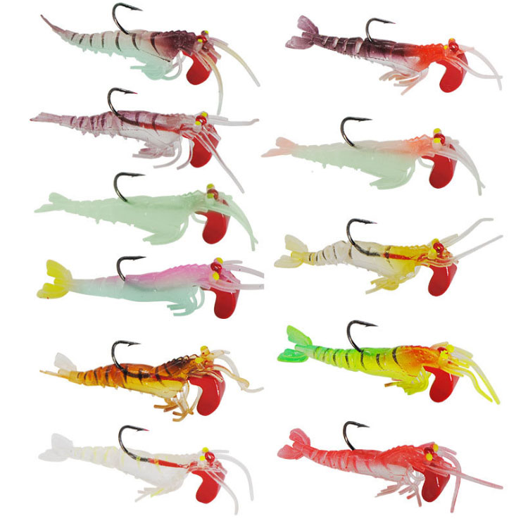 Cheap 5-Section Luminous Shrimp Lure with Jointed Soft Prawn Baits Lead Head Plastic Soft Shrimp Lure – Worms & Grubs – view 2