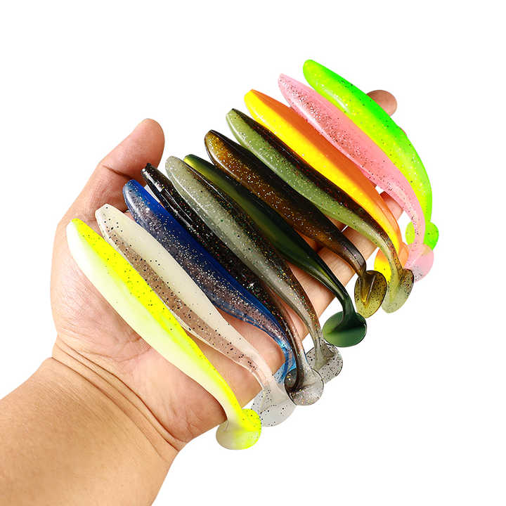 Cheery High Quality 4.2g 10 Colors Soft Plastic Fishing Lure T Tail Soft Bait Paddle Tail Soft Plastics Lure – Worms & Grubs – view 2