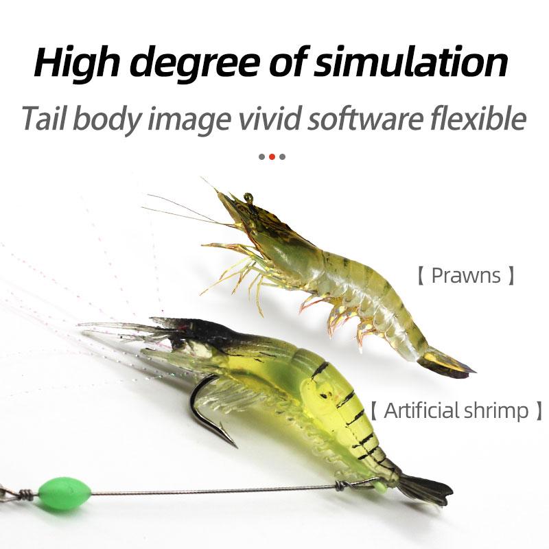 Artificial Luminous Shrimp Bait Kit with Built-in Hook Fishing Tackle Soft Plastic Sea Fishing Shrimp Lures – Worms & Grubs – view 2