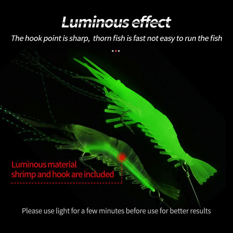 Artificial Luminous Shrimp Bait Kit with Built-in Hook Fishing Tackle Soft Plastic Sea Fishing Shrimp Lures – Worms & Grubs – view 4