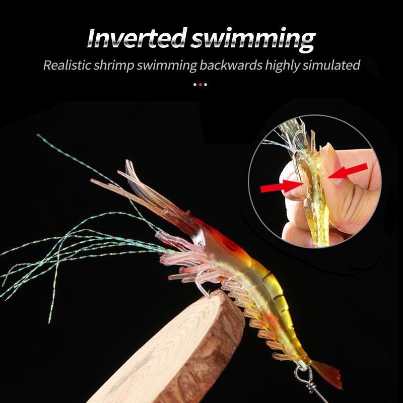 Artificial Luminous Shrimp Bait Kit with Built-in Hook Fishing Tackle Soft Plastic Sea Fishing Shrimp Lures – Worms & Grubs – view 3