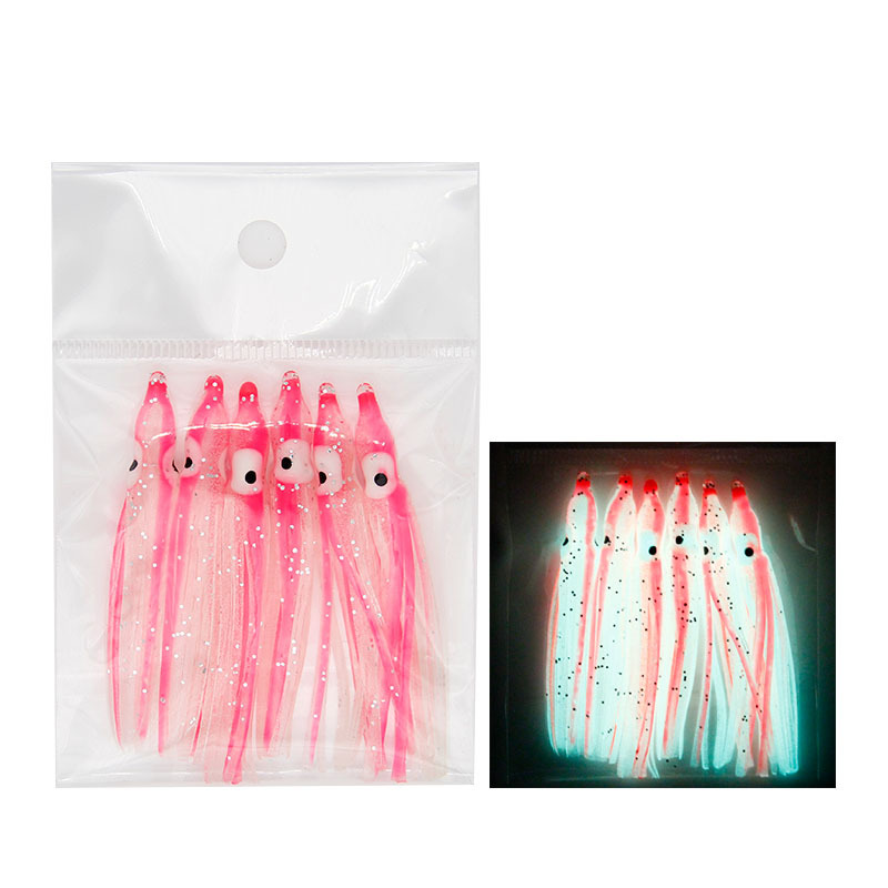 Cheery 6PCS 60mm Saltwater Luminous Glowing Soft Plastic Octopus Bait Rubber Squid Skirts Lure Squid Jigs Lure – Octopus Skirt – view 5