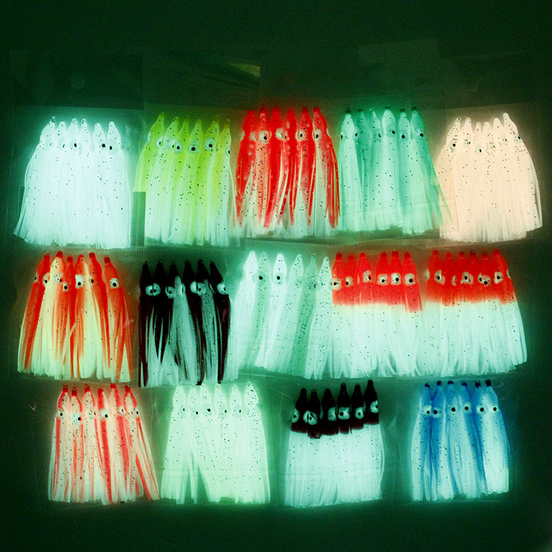 Cheery 6PCS 60mm Saltwater Luminous Glowing Soft Plastic Octopus Bait Rubber Squid Skirts Lure Squid Jigs Lure – Octopus Skirt – view 3