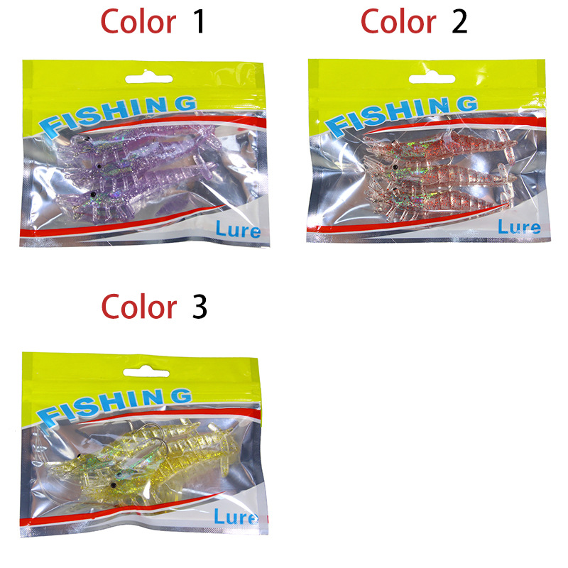 3pcs Luya Soft Lures10g/8.5cm Silicone Simulation Shrimp and Worm with Hook Soft Shrimp Lures – Soft Lure – view 5