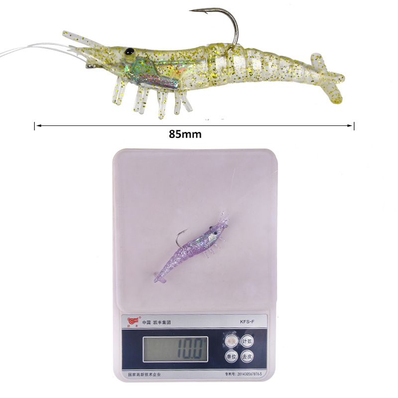 3pcs Luya Soft Lures10g/8.5cm Silicone Simulation Shrimp and Worm with Hook Soft Shrimp Lures – Soft Lure – view 4