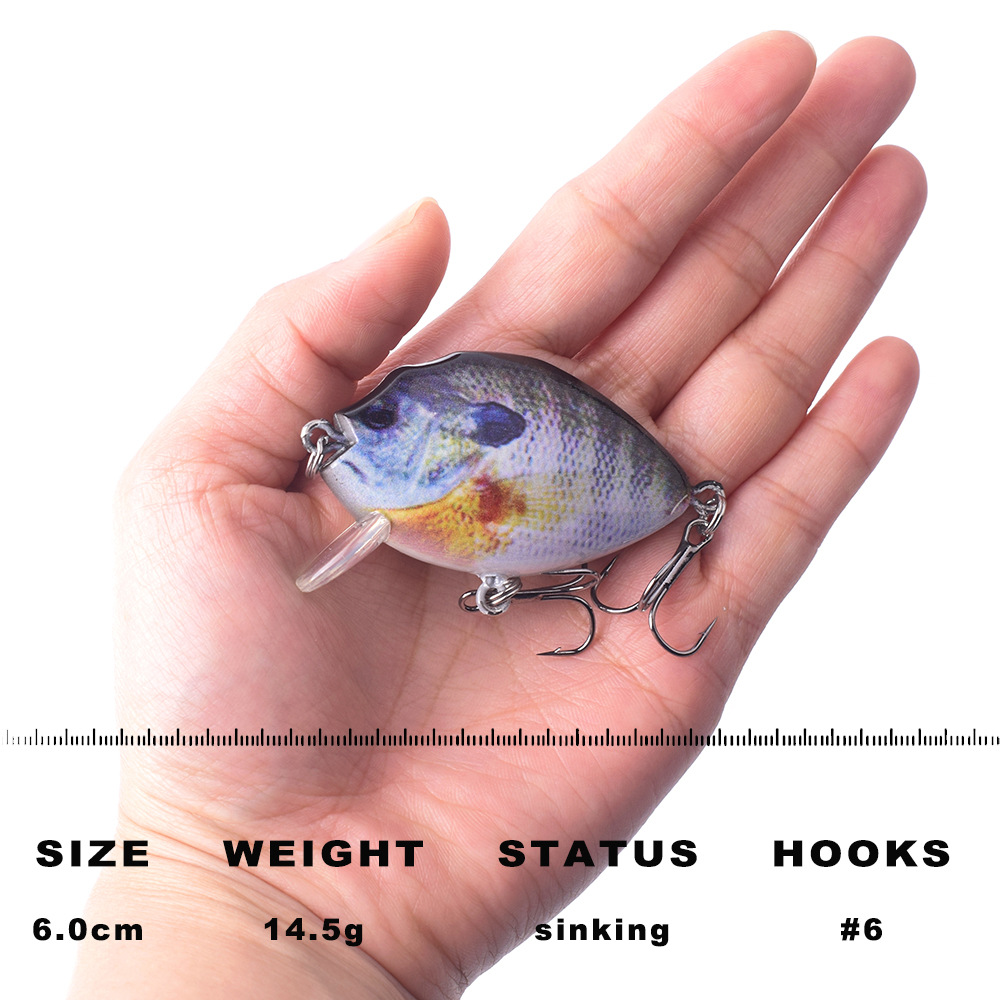 6cm 14.5g Submerged Hard Body Crank Baits Wobblers Fishing Lures Panfish Simulation Road Sub Fish Bait Sun Fish Bait – Crankbait – view 4