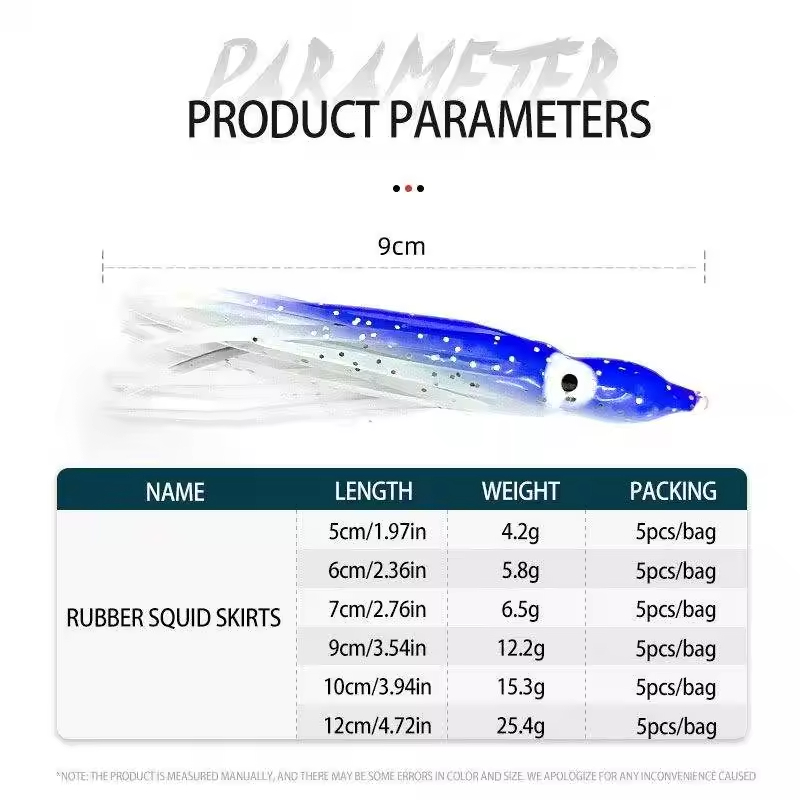 5Cm Squid Skirts Soft Lure Pesca Night Fishing Lure Octopus Rubber Lumo Squid Skirt for Tuna Sai – Octopus Skirt – view 5