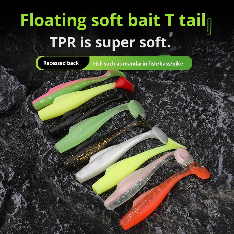 Luya T-Tail Worm Artificial Soft Bait 80mm Floating TPR Fish Bait for Bottom Fishing Catfish Jigbait Lure in 55mm Size – Worms & Grubs – view 5