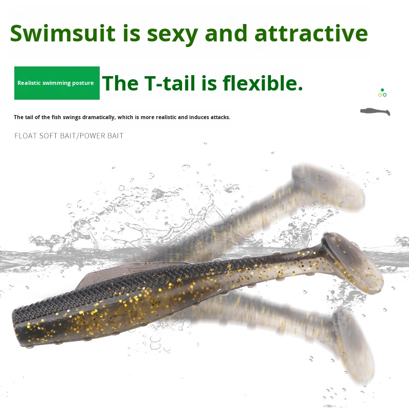 Luya T-Tail Worm Artificial Soft Bait 80mm Floating TPR Fish Bait for Bottom Fishing Catfish Jigbait Lure in 55mm Size – Worms & Grubs – view 4