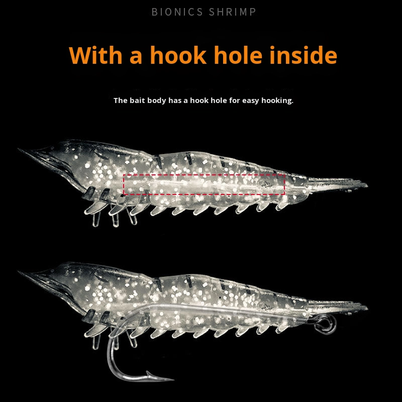 CHEERY Highly Simulated 9cm 3.8 Grams Soft Bait Shrimp/Luya Carp Target Species Bottom Shrimp Hook Slot Plastic for Cross-Border – Worms & Grubs – view 3